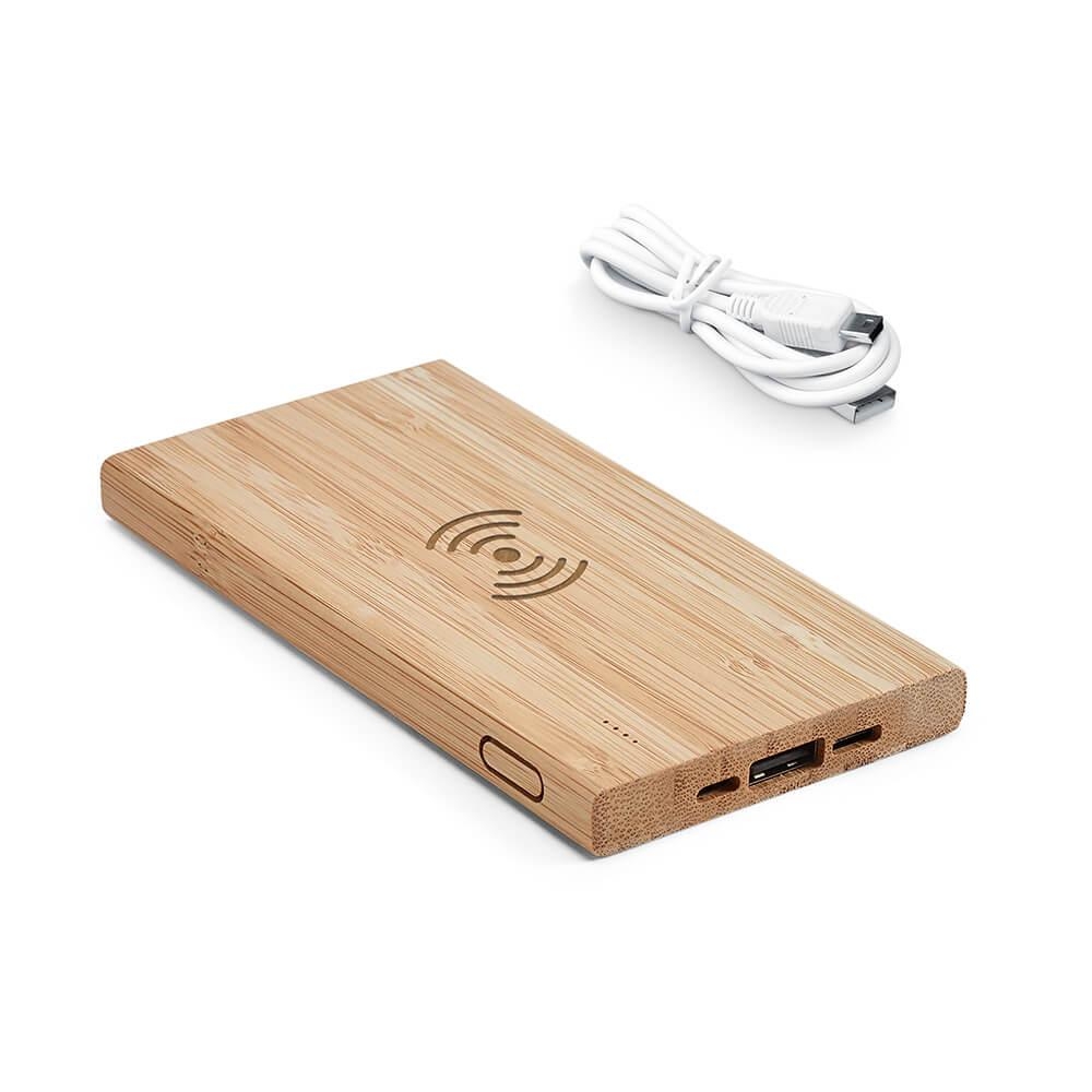 Bateria Portátil em Bambu 5000 mAh